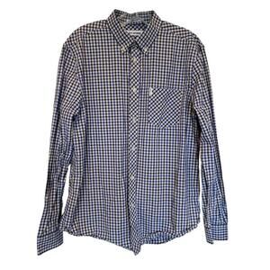 Ben Sherman House Check Shirt blue black plaid button down shirt size large